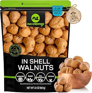 NUT CRAVINGS - Raw Walnuts In Shell, Whole, (32oz - 2 LB) Packed Fresh in Resealable Bag - Nut Snack - Food Assortments Ideal for Trail Mixed Nuts