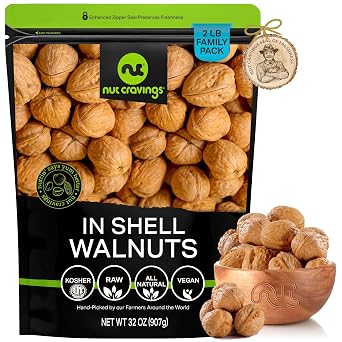 NUT CRAVINGS - Raw Walnuts In Shell, Whole, 32oz - 2 LB
