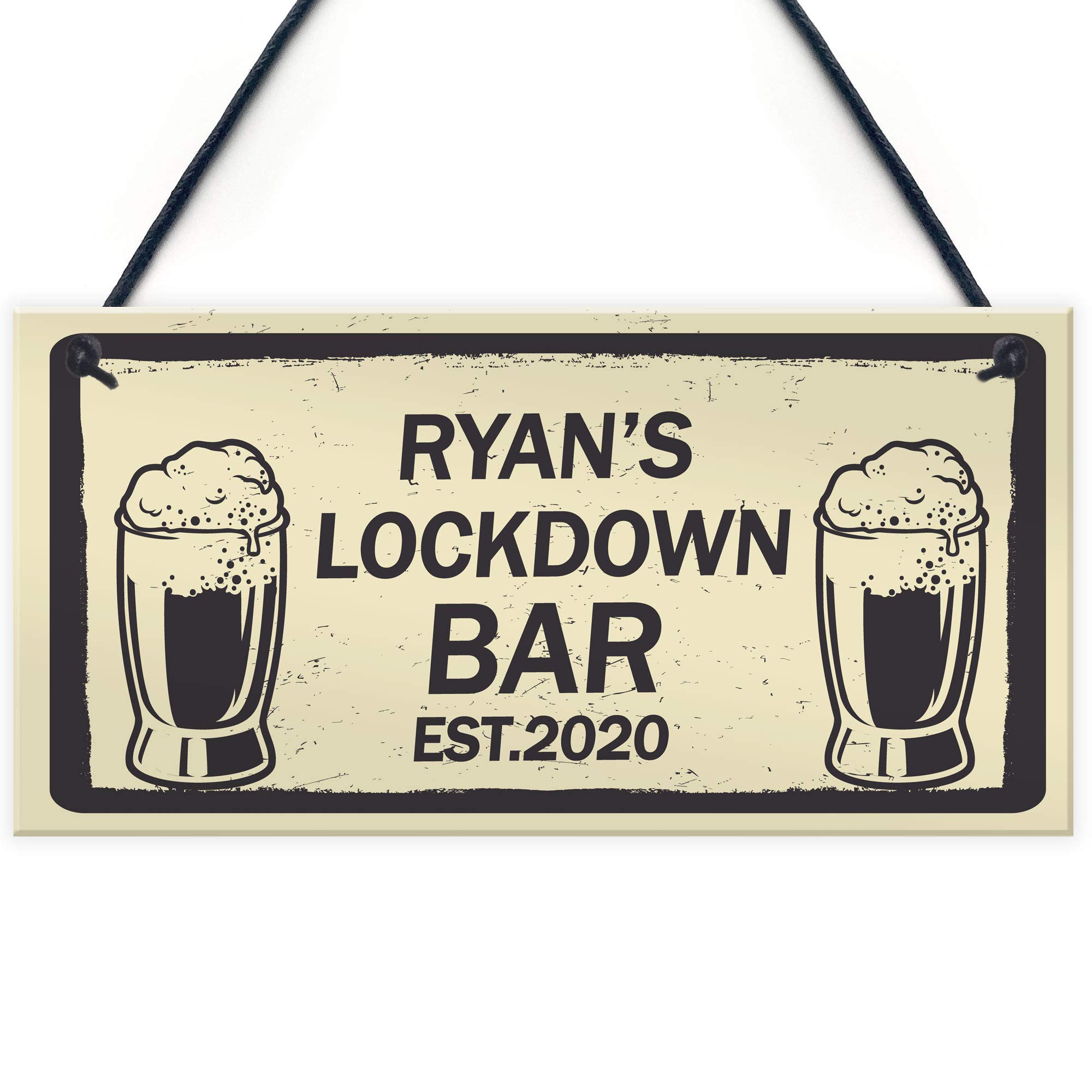 Red Ocean Quarantine Lockdown Bar Personalised Bar Signs Novelty Man Cave Gifts For Him