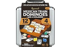 Queensell Mexican Train Dominoes Extravaganza + Free Domino Holders