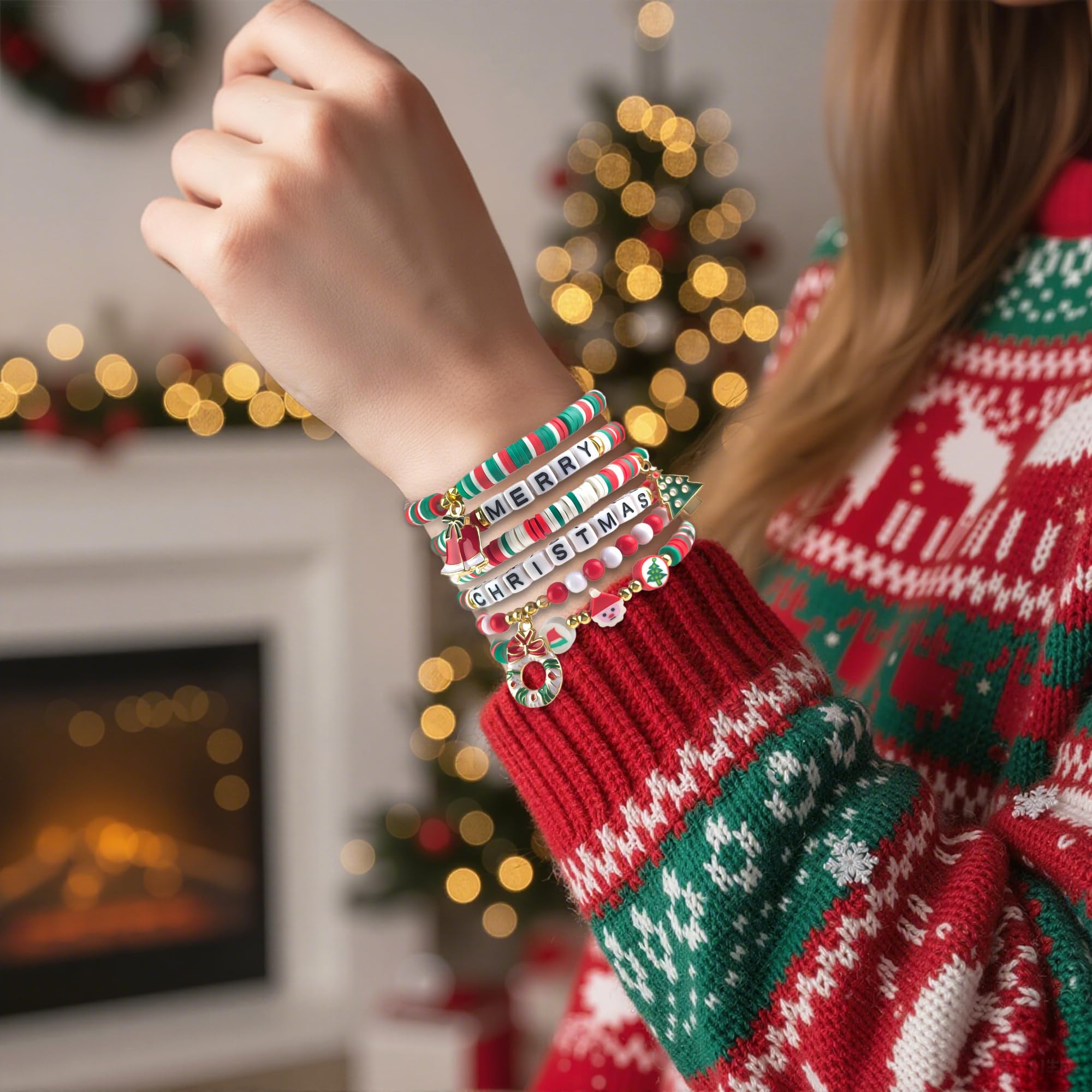 OHOME Stocking Stuffers - 6 Pack Bracelets for Teen Girls Women | Christmas Gifts for Teens Men Adults - Christmas Decorations Accessories Shirts Outfits | Xmas Sweater Dresses for Girls 2025
