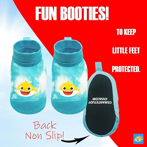 Miniatura 6 de Nickelodeon Conjunto de zapatos de gorro y botines de natación de tiburón para bebé, protección solar UPF 50+, de 0 a 12 meses, diseño Aqua y