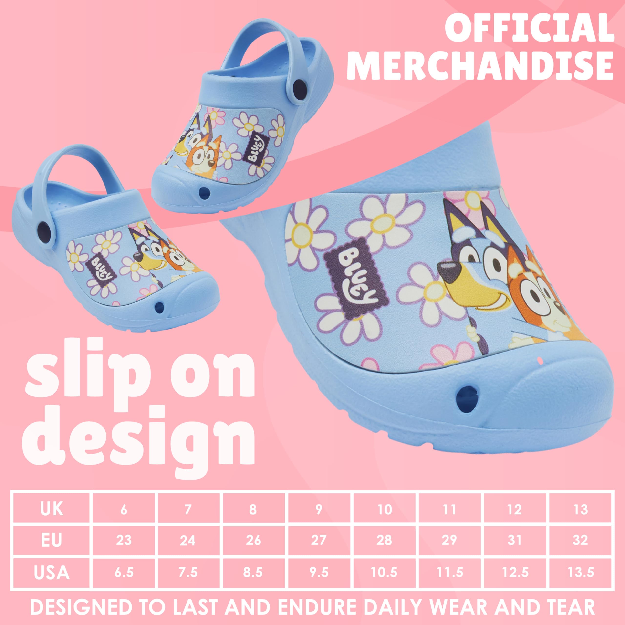 Bluey Zuecos Clogs Sandalias Niño Verano con Correa Trasera para Casa Playa Piscina