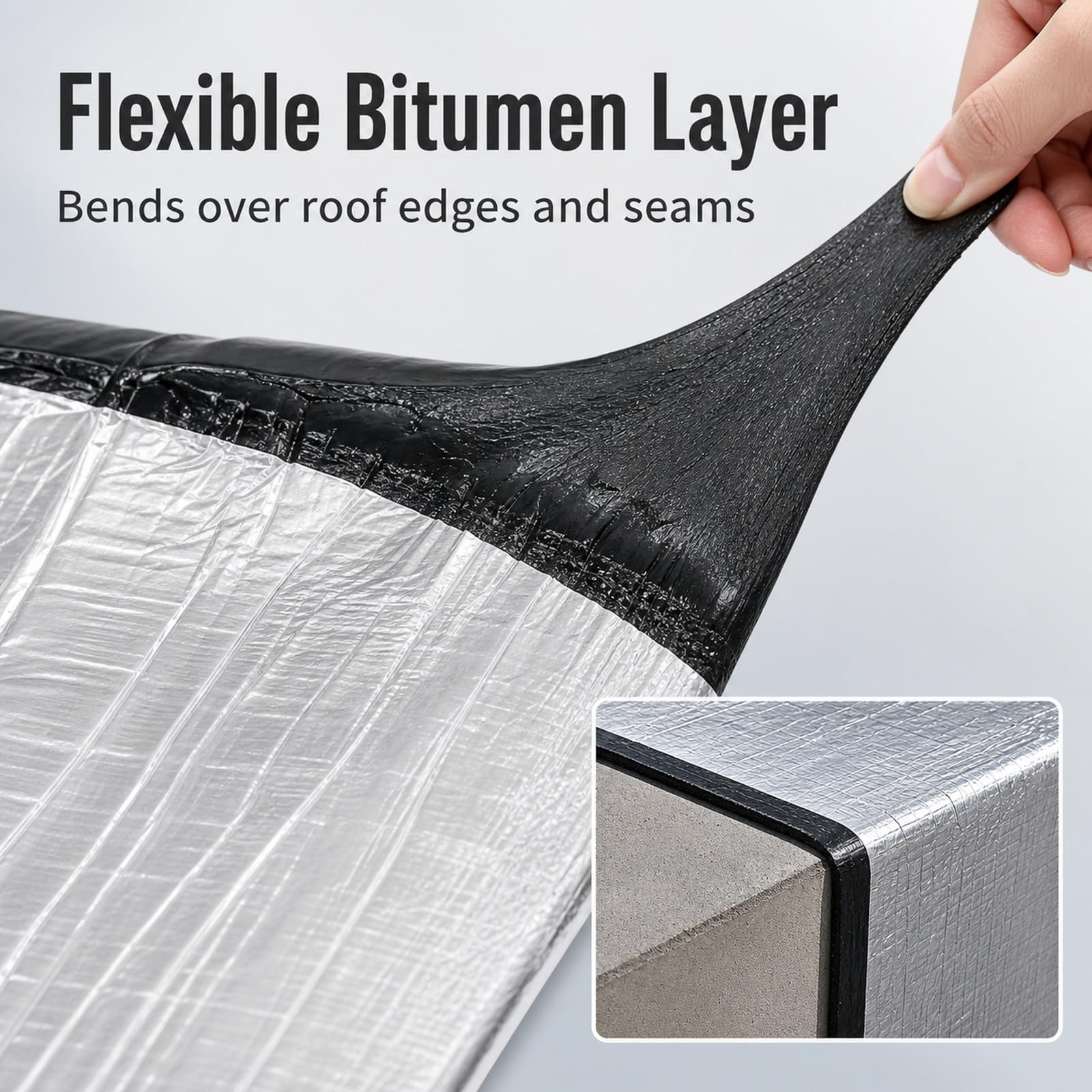 Tela Asfáltica Autoadhesiva Tejado,Cinta de Aluminio Impermeable,Rollo Bituminoso Reparación Adhesiva,Tejas Bituminosas Autoadhesivas,Extra Adhesión,para Reparación de Tuberías
