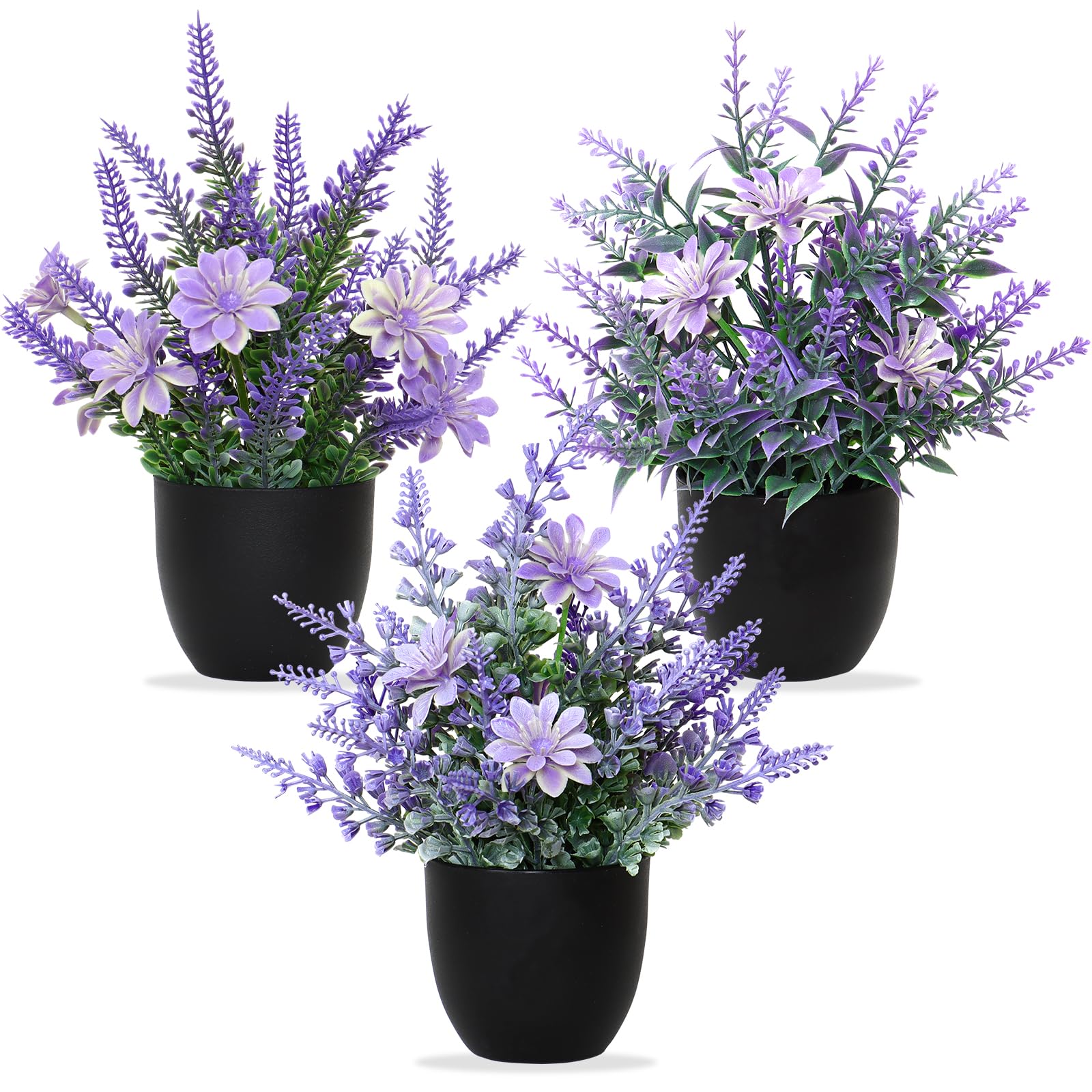Betylifoy Artificial Potted Plants Mini 3PCS Small Fake Plants Greenery Indoor Decor Eucalyptus Plant Faux Plastic Plants for Office Home Bedroom Living Room Bathroom Desk (3