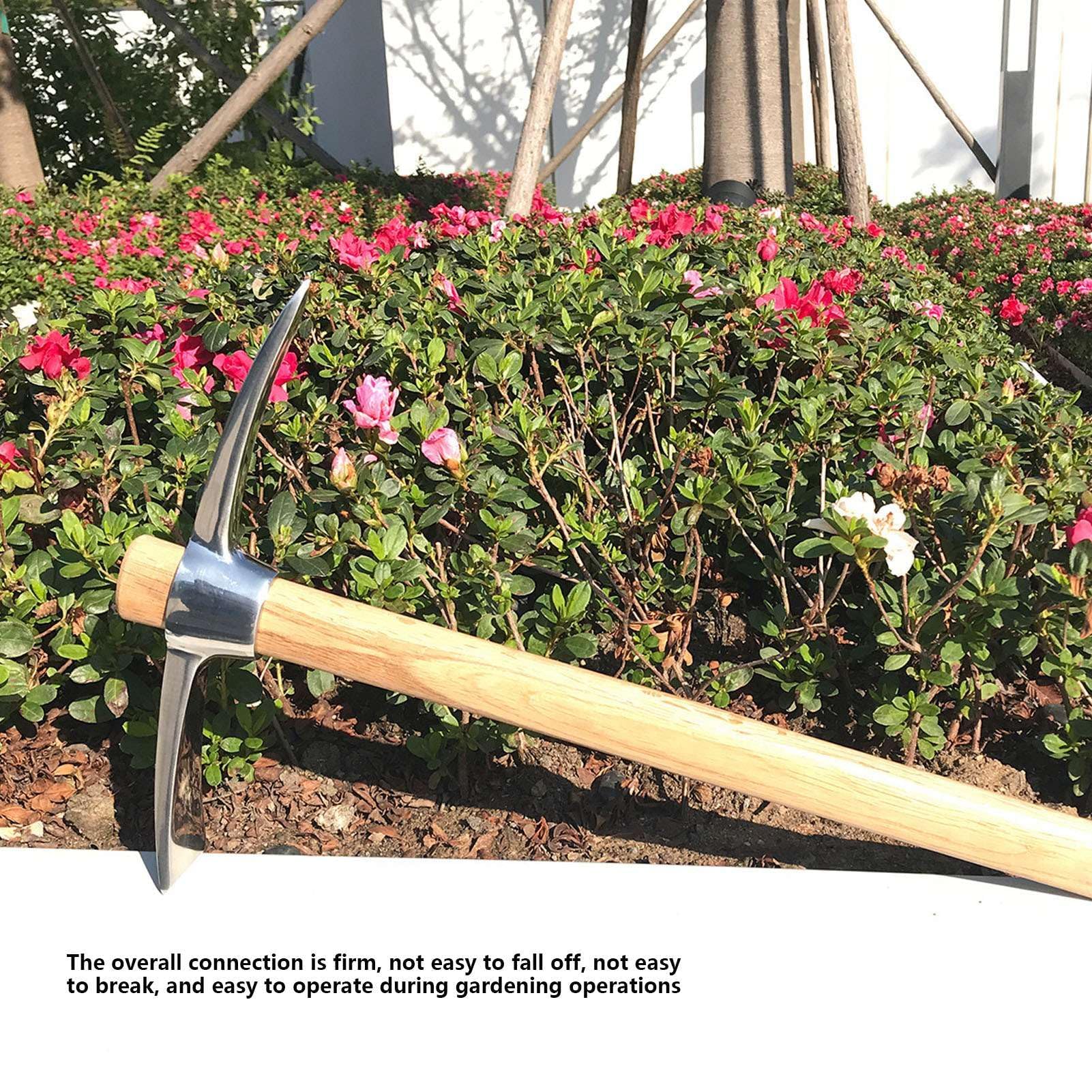 Kreuzhacke 45 cm Edelstahl Gesteinsfleck Pickaxes Spitzhacke Doppelhacke Mattock Hacke mit Holzgriff, Pick Axt Handwerkzeug zum Transplantieren der Pflanzung des Lösens von Boden