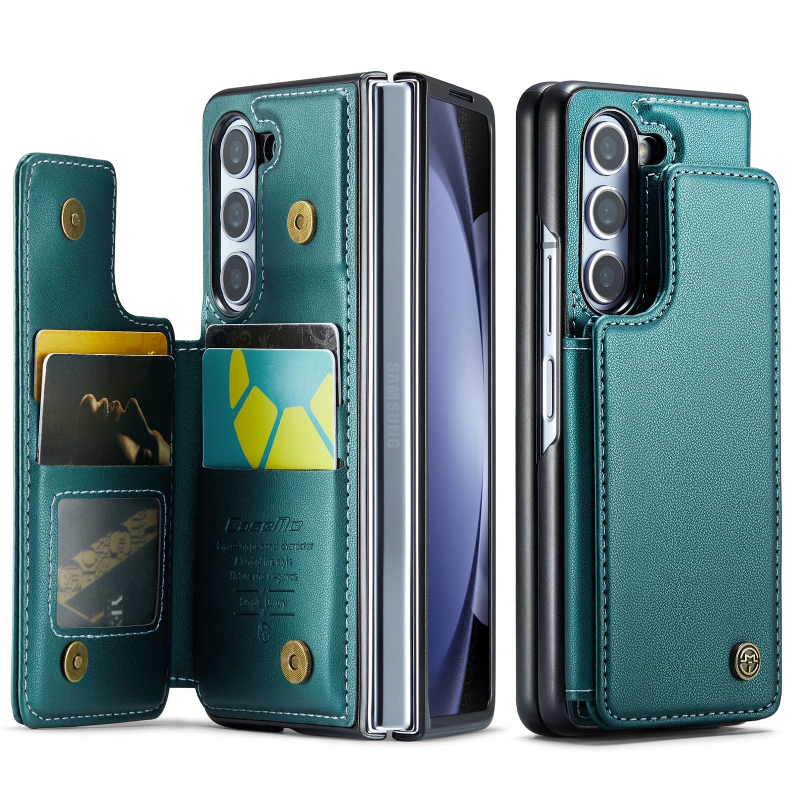 COVOfor Samsung Galaxy Z Fold 5 Case Wallet with RFID Blocking Credit Card Holder, Fold 5 PU Leather Protective Cover Kickstand Case Women Men for Samsung Z Fold 5 Wallet Case Green