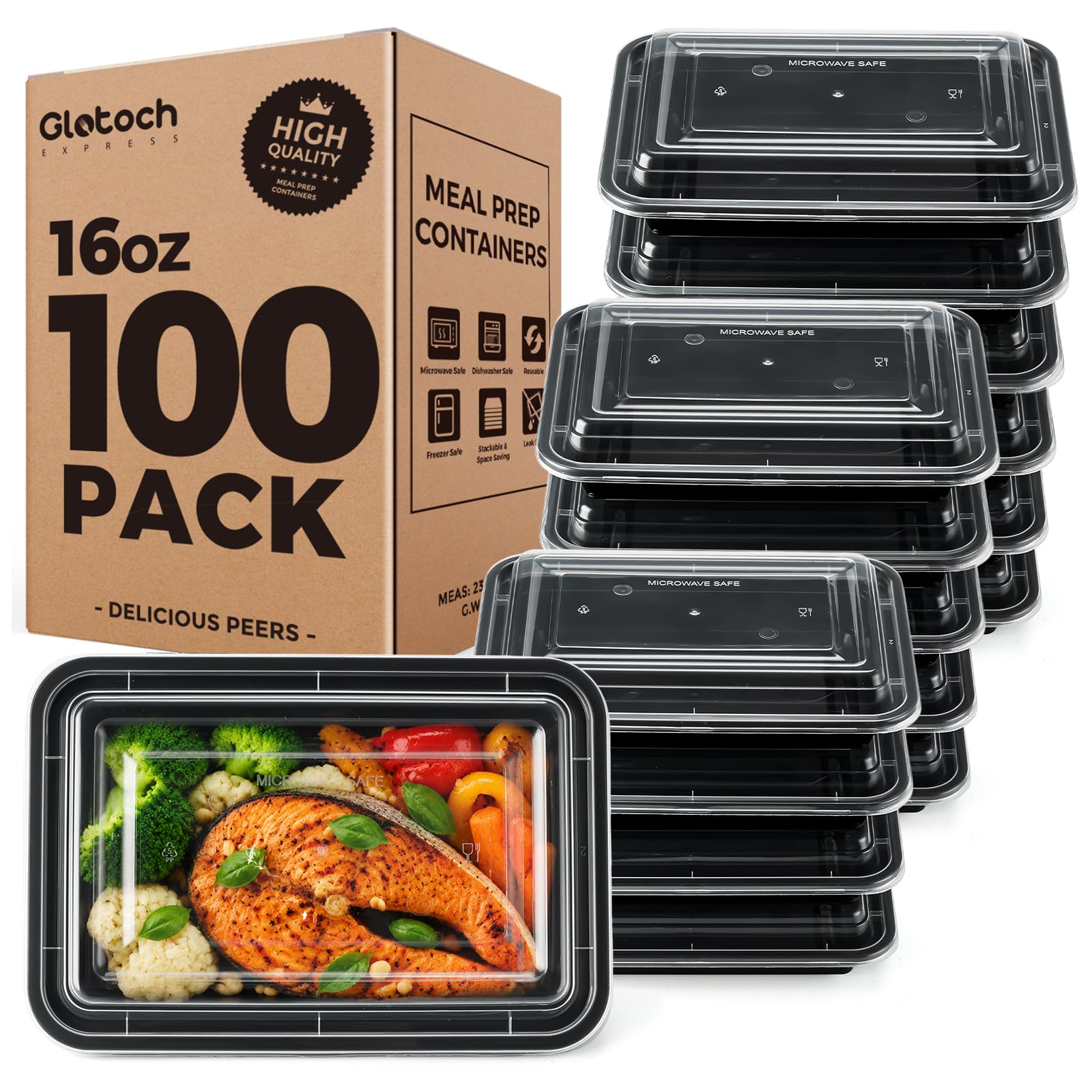 Photo 1 of Glotoch Express 16oz Meal Prep Containers, 100 Pack