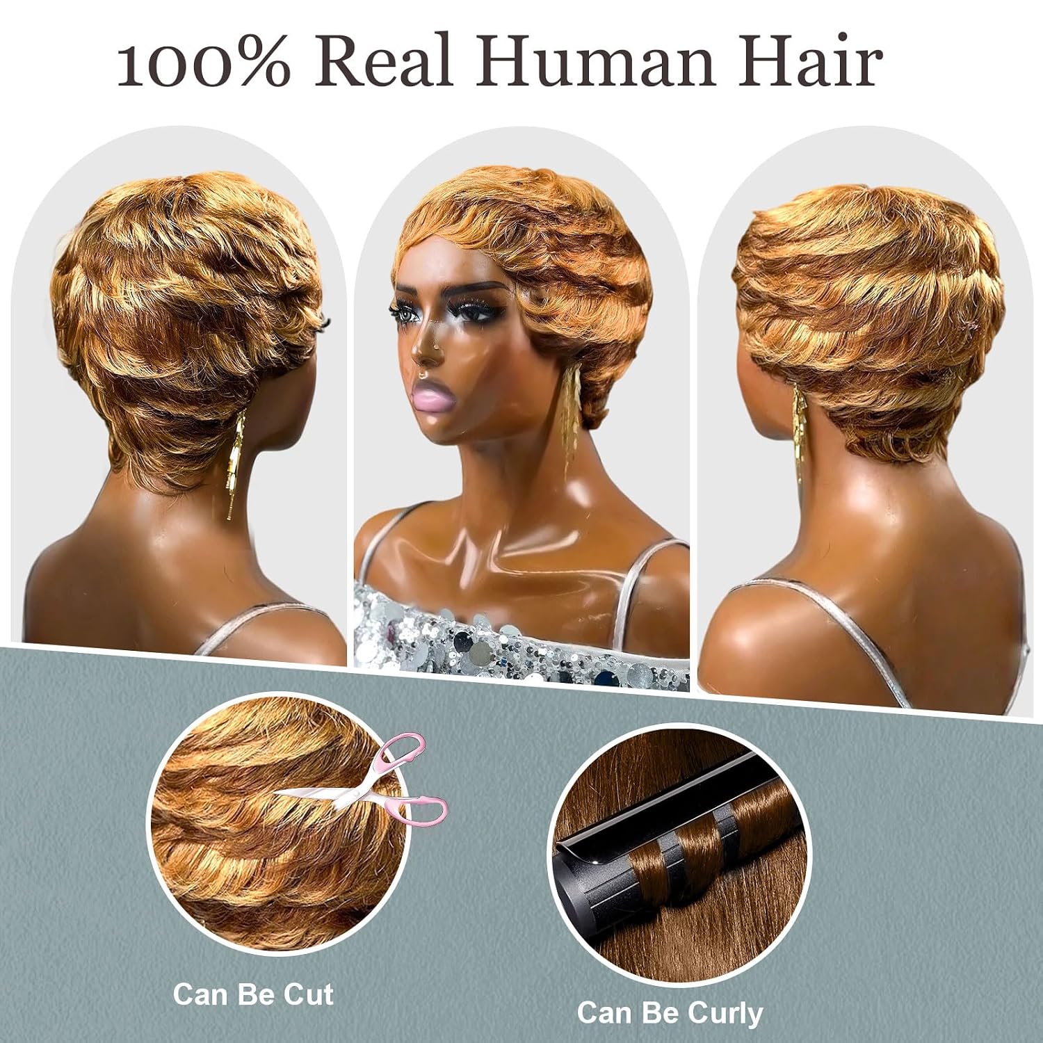 pink planet pixie cut wig for black women human hair colored short layered pixie wigs for women pixie cut human hair wig braziian virgin human hair (9047-#4/30) 9047-4/30#