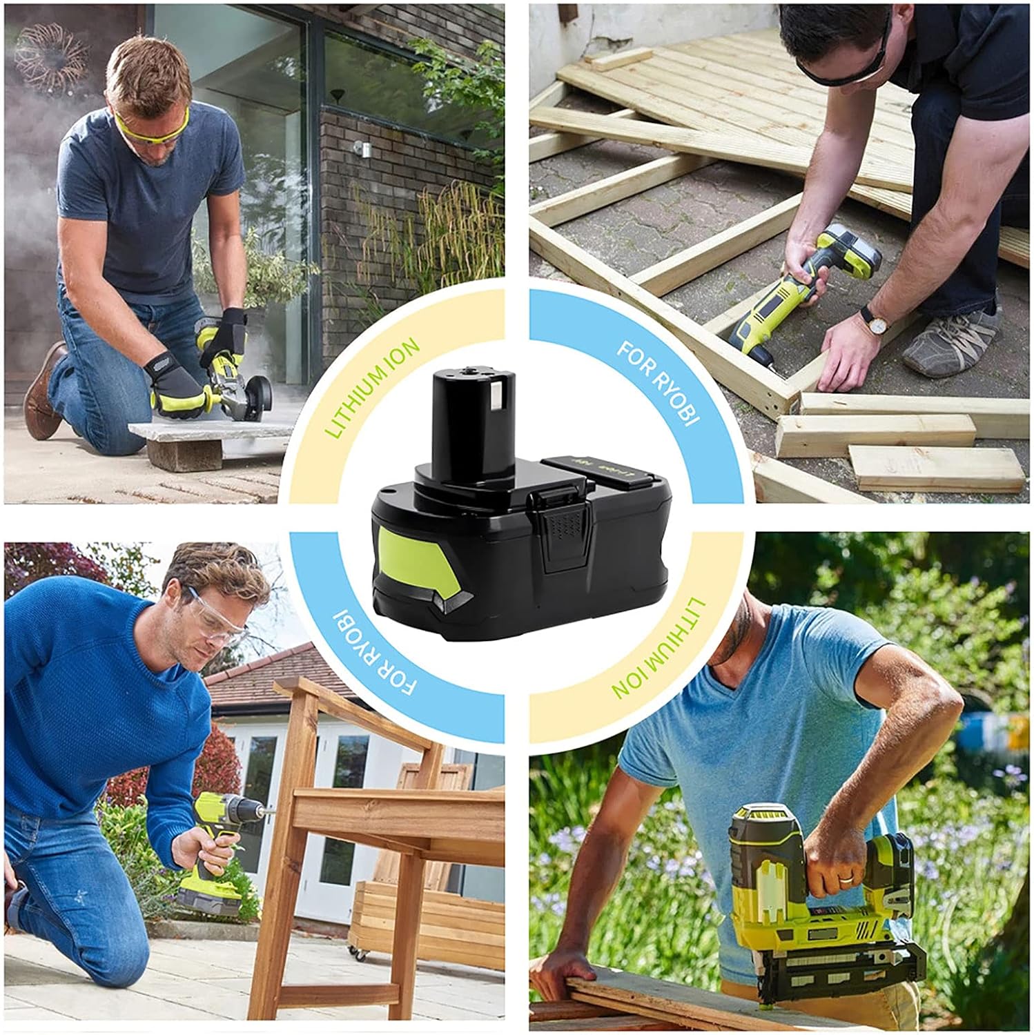 6.0Ah 18V P108 Battery Li-ion Replacement Compatible with Ryobi 18V Battery Ryobi ONE+ P108 P102 P103 P104 P105 P107 P109 P122 Cordless Power Tools Battery with LED Indicator