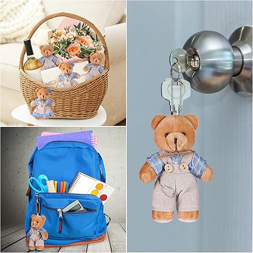 Miniatura 4 de 12 piezas de mini osos de peluche, mini oso de pareja con ropa de arpillera, juguetes de oso pequeño para decoración de cumpleaños, bodas,