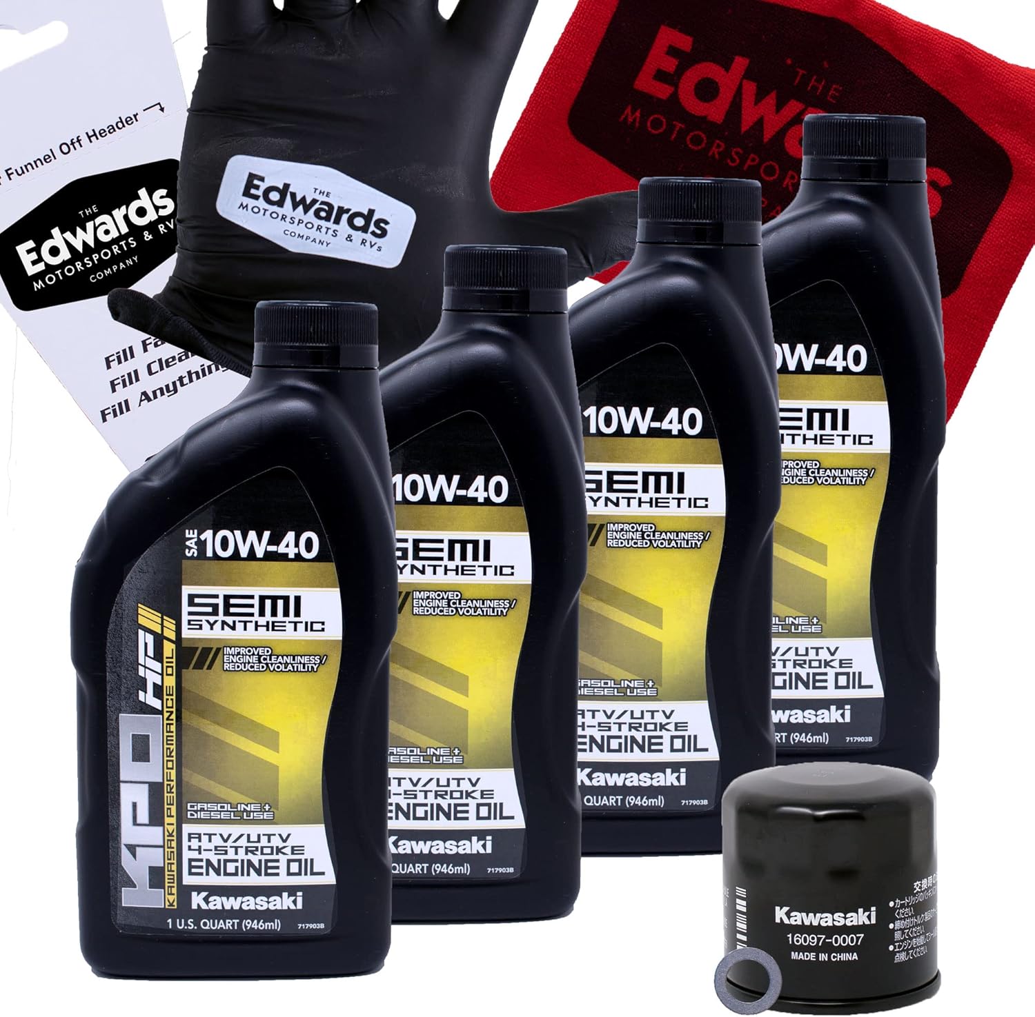 Edwards Oil Change Kit fits 2015-2022 Kawasaki Brute Force 750 Teryx 800 Teryx4 800