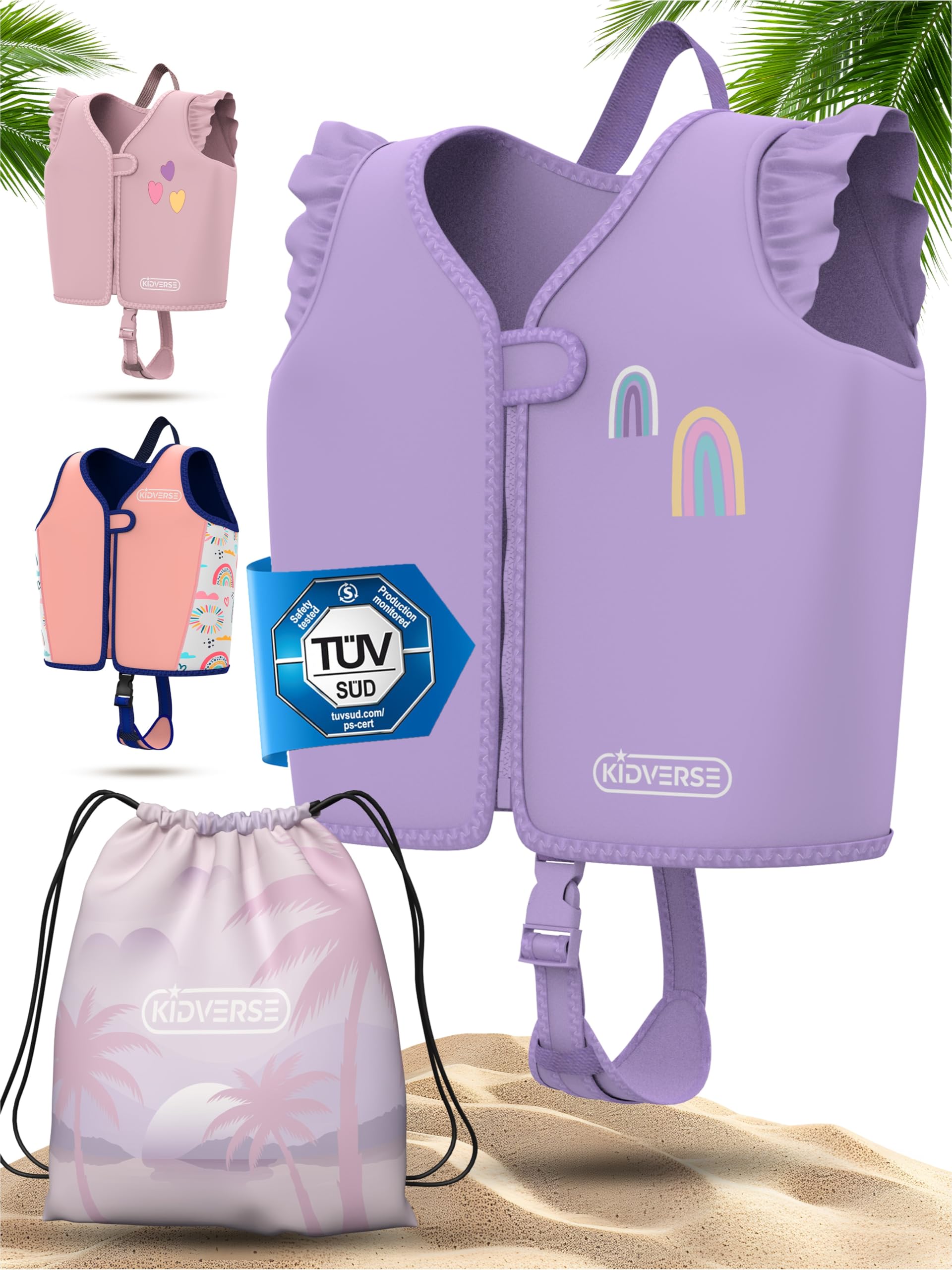 KIDVERSE Kids swim vest - CE & TÜV certified Toddler swim vest - Comfortable swimming float for Children - Swimming aids for kids 2 to 6 - Buoyancy aid