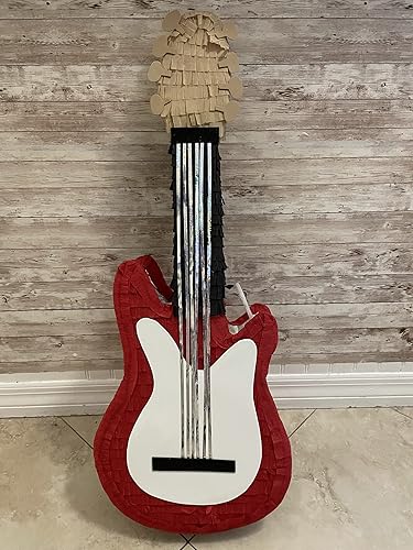 Miniatura 4 de Electric Guitar Piñata -Party Supplies- 28" x 12" x 4" - Red Color - Holds 4lbs of candy - Perfect for Birthdays, music parties, Photo Prop - Fits