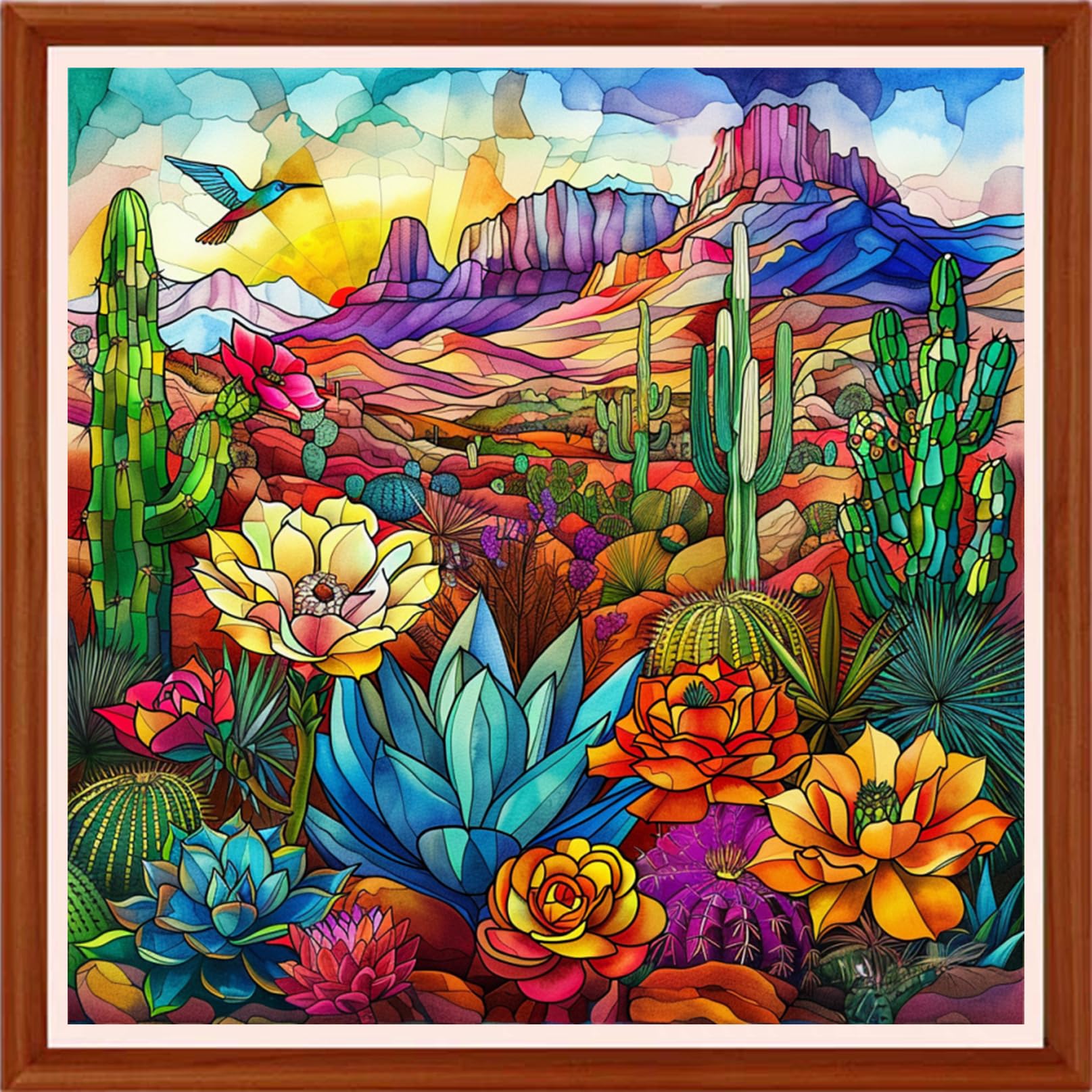 Hopeart Stamped Cross Stitch Kits for Beginner Embroidery Kits for Beginners Adults DIY 11CT Cross Stitch Patterns Needlepoint Kits Crossstitching Kits-Succulent Plants Floral Scenery 18x18 inchs