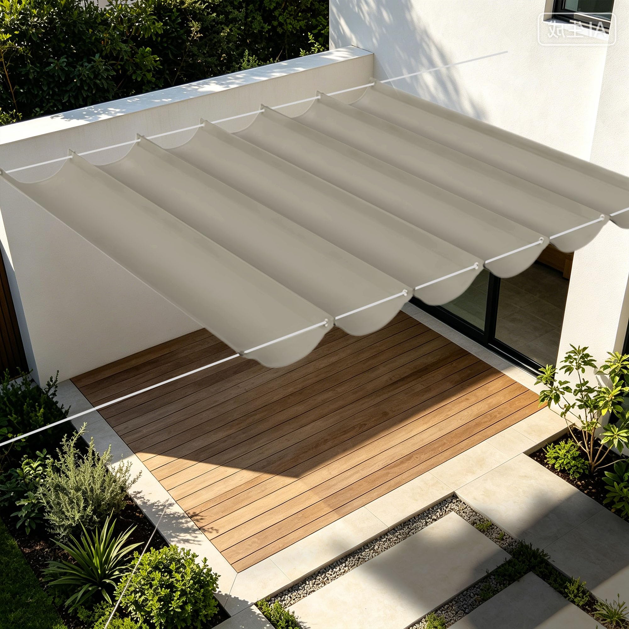 Toile ombrage rétractable vague 550x550 imperméable jardin terrasse balcon