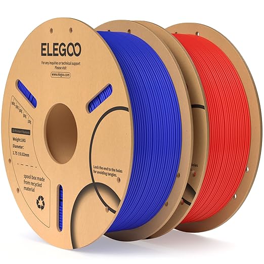 ELEGOO PLA Filament 1.75mm Blue & Red 2KG, 3D Printer Filament Dimensional...