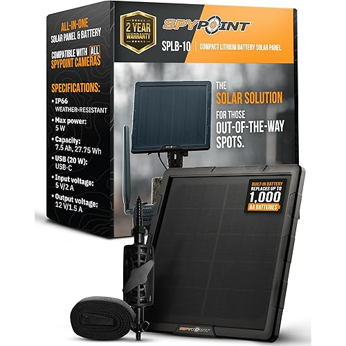 SPYPOINT Solar Panel for Trail Camera with Internal Battery for Outdoor Trail Camera Solar Panel (SPLB-10)