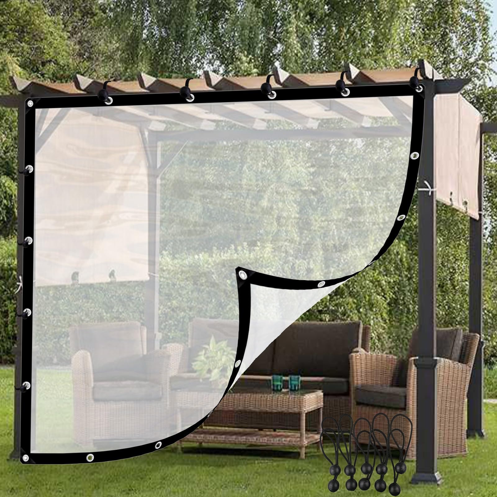 Bâche transparente pour pergola pour un porche à l'abri