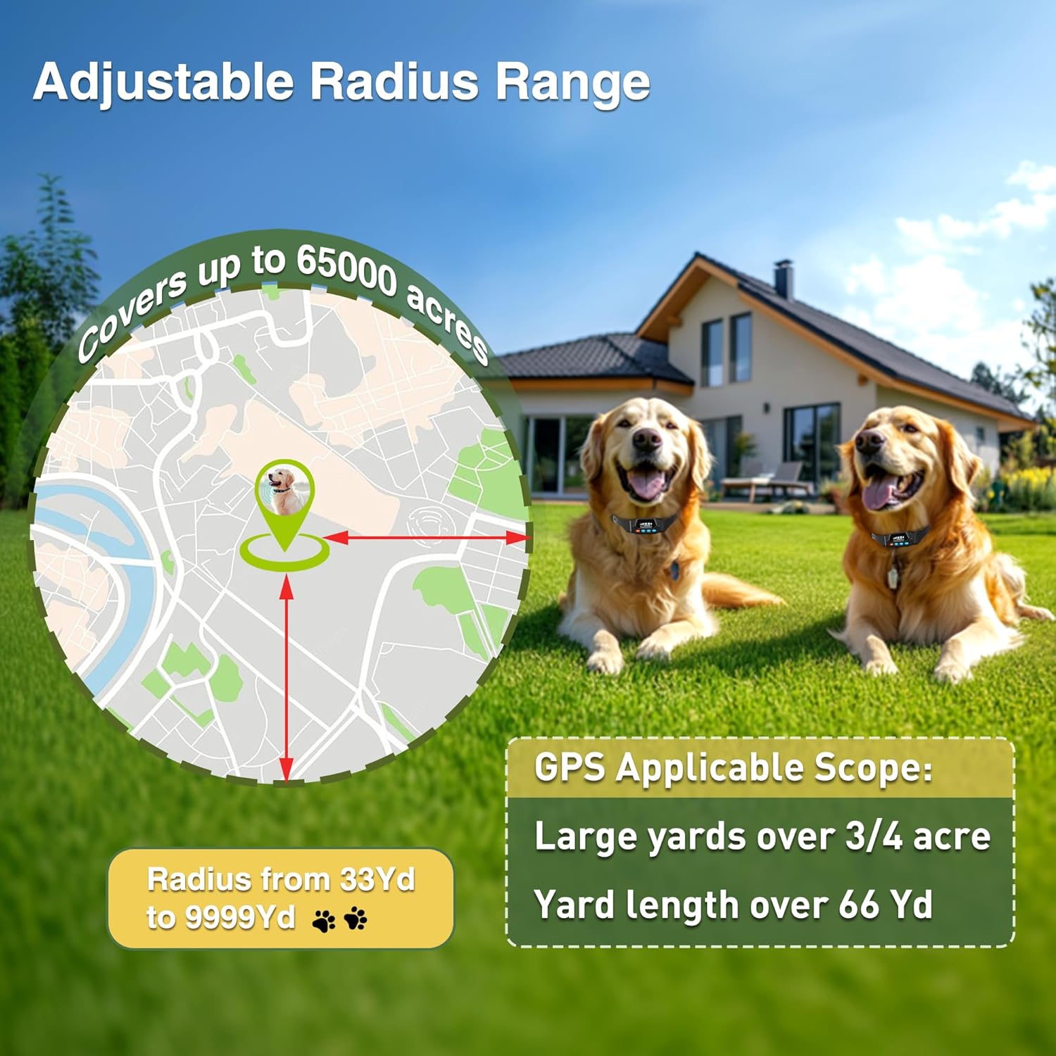 Aerial view showing warning intensity increasing by distance from the center point