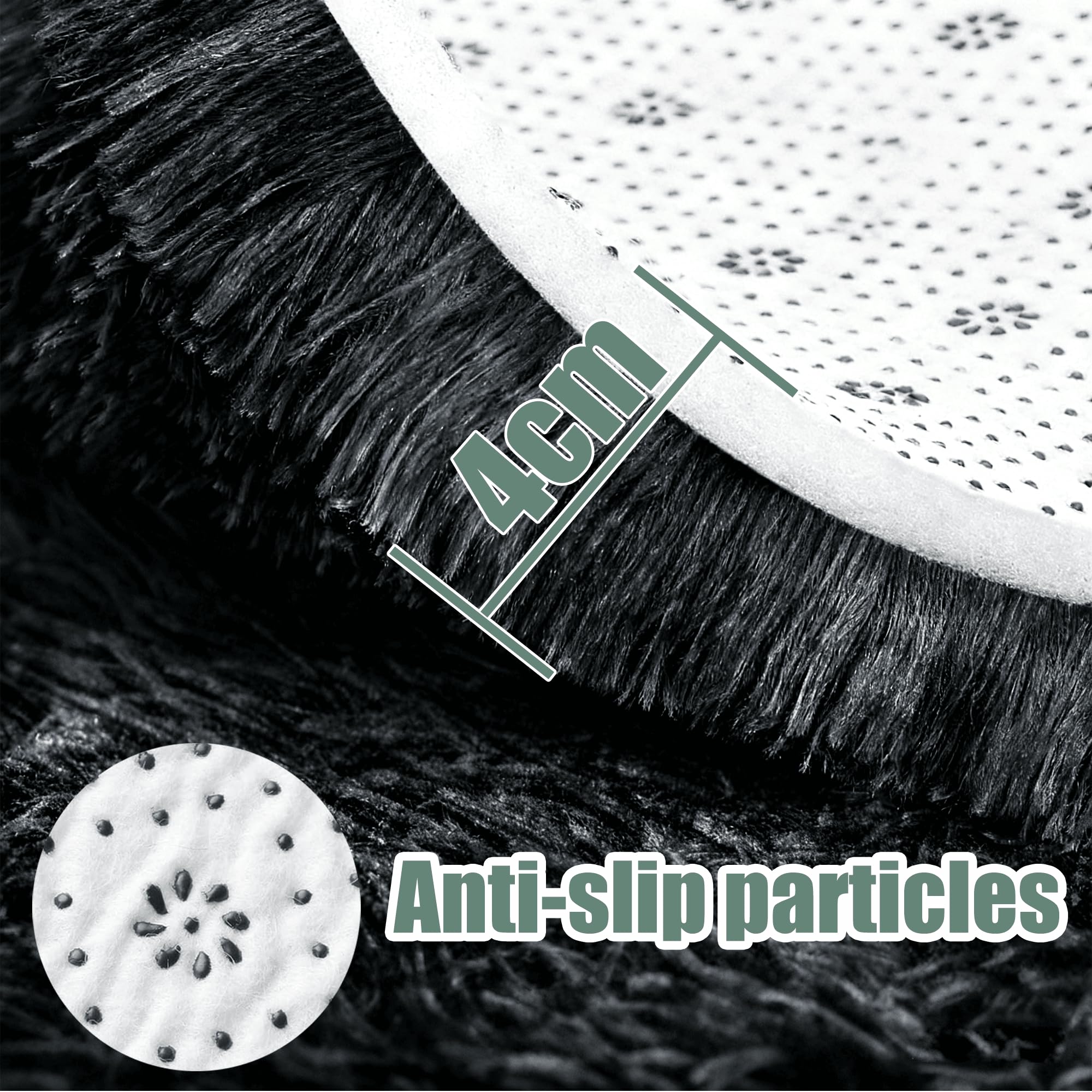 Grand Tapis de Salon 140 x 180 cm Dessous Antidérapant Tapis Shaggy Long Poil Facile à Nettoyer pour Chambre à Coucher, Salon, Crèche, Gris Foncé