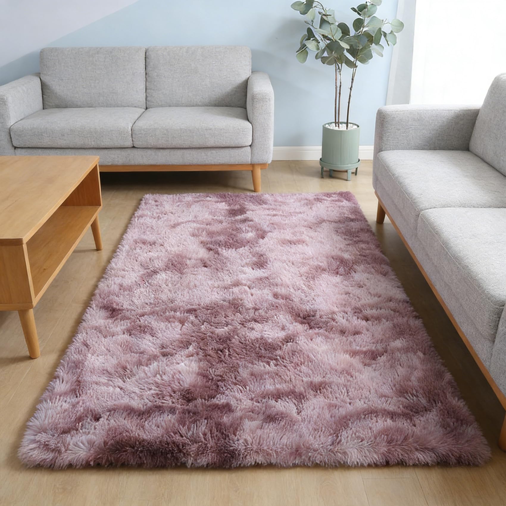 Tapis de chambre ado rose pourpre 120x215 cm lavable et antidérapant
