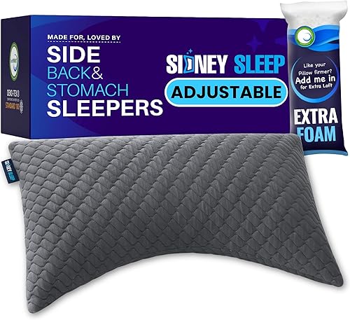 Miniatura 11 de Sidney Sleep Almohada de relleno de contorno curvo ajustable, tamaño Queen, para personas que duermen de lado y espalda, soporte cómodo para cuello