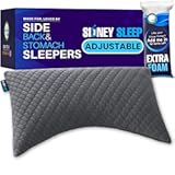 Bed Pillow for Side and Back Sleepers - Adjustable Filling - Memory Foam Pillow for Neck and Shoulder Pain - Customizable Loft - Queen Size - Additional Foam Bag Included &lpar;Grey&rpar;