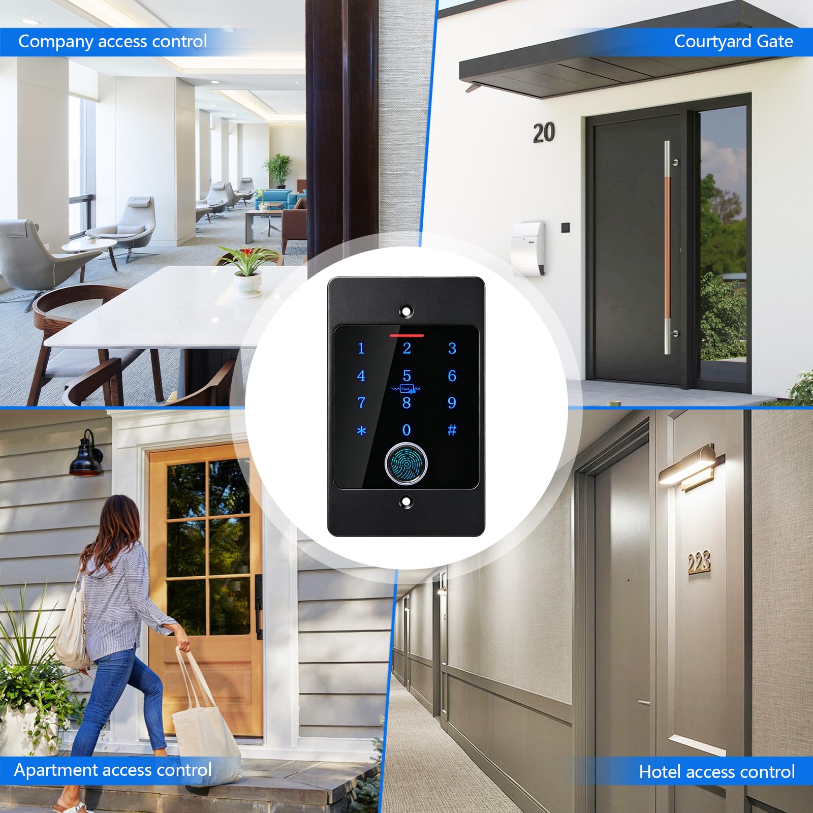 Cerradura inteligente, con huella dactilar y contraseña, gestión de contraseñas por app, sistema de cerradura electrónica para puerta principal, para hogar escuela hotel y empresa