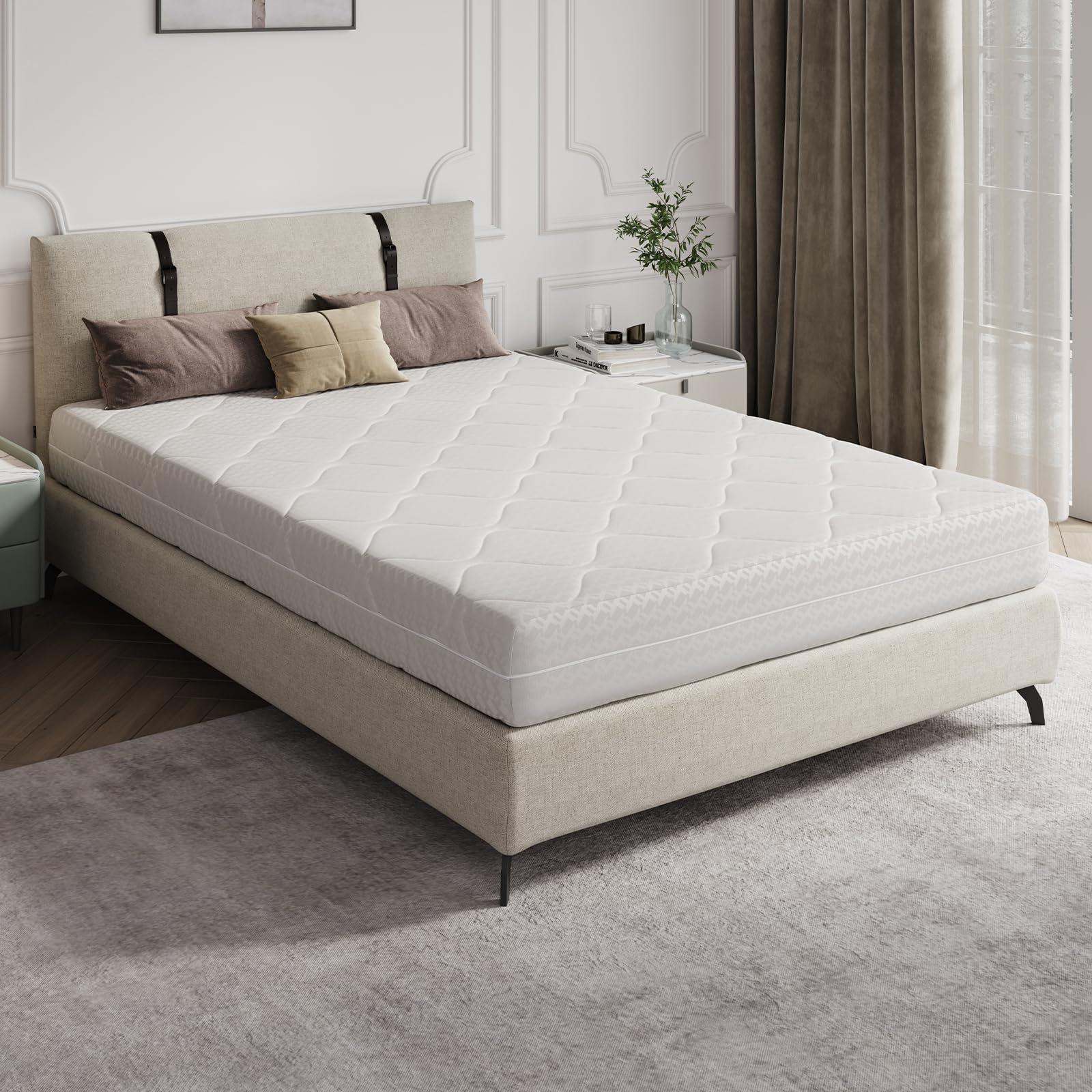 Novilla Matelas 2 Personnes Hybride à Ressorts Ensachés 140x190x24 CM, H3