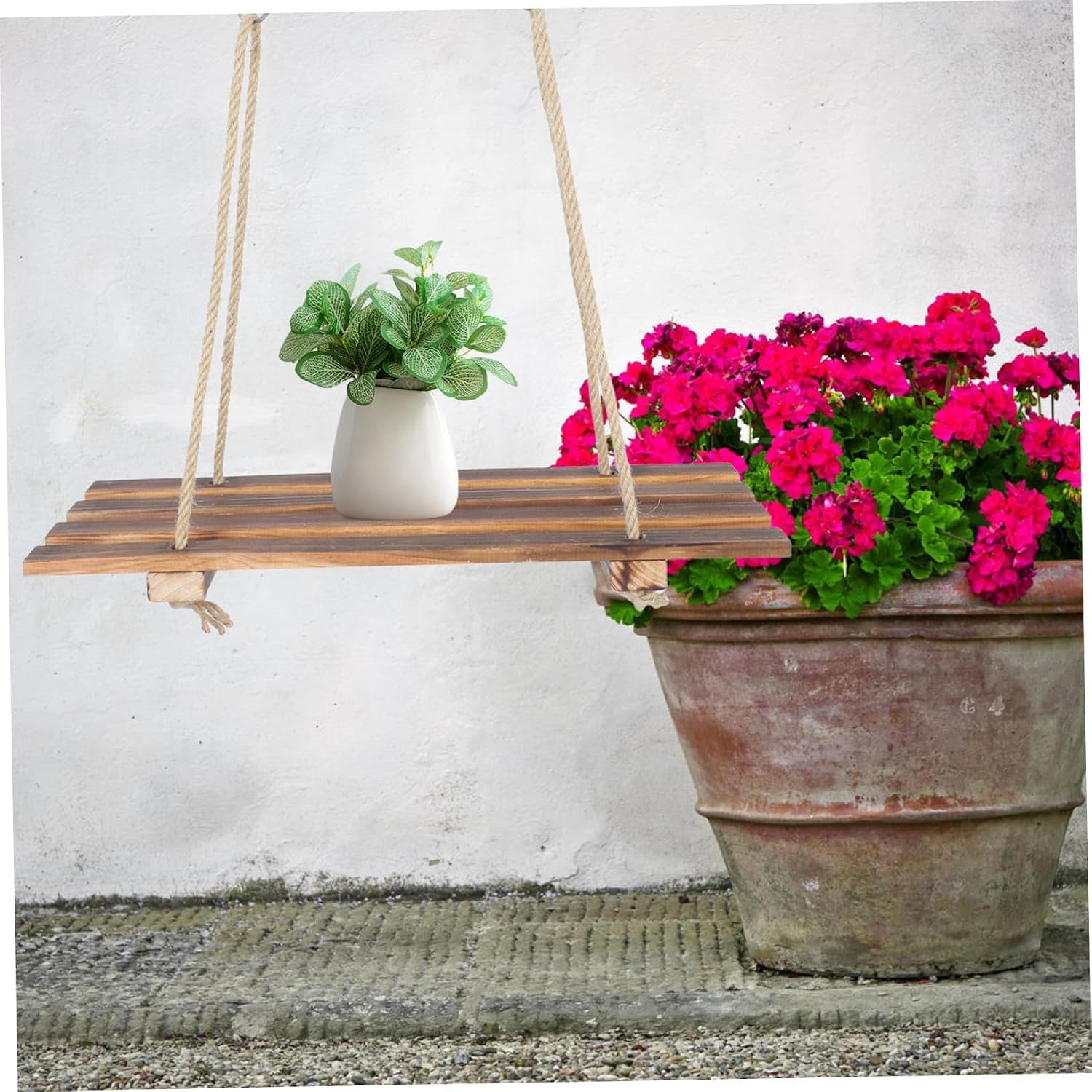 ibasenice Wall Window Pot Shelf Xmas Wooden Hanging Rack for Balcony image 5