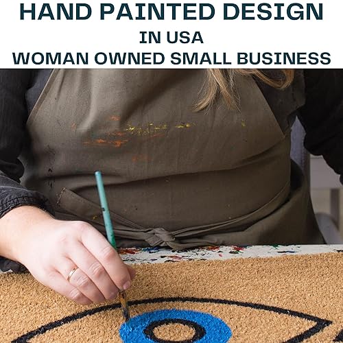 Miniatura 4 de Hello Sunshine Outdoor Doormat, 18 x 30 Inch, Heavy Duty Natural Coir Fibers, UV and Weather Resistant, Rustic Boho Sun, Warm and Bright Summer Theme