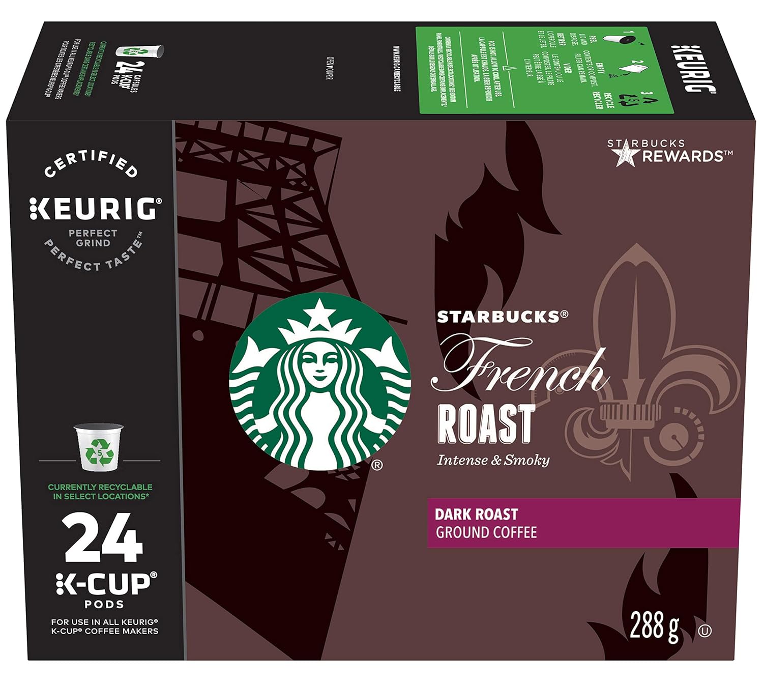 Starbucks French Roast, Dark Roast Coffee, Single Serve Keurig KCup Pods, 24