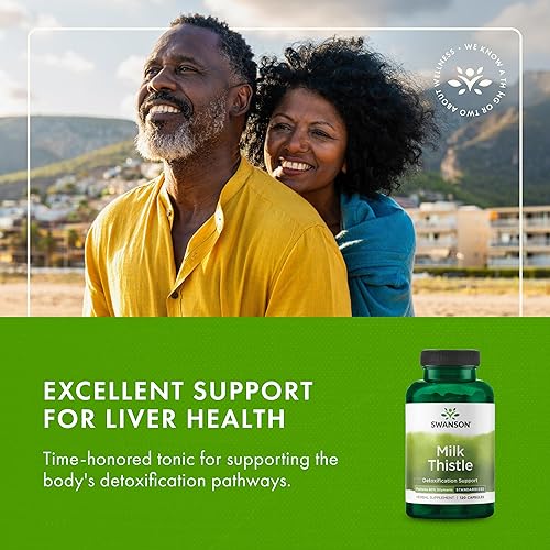 Vista 6 de Swanson Cardo mariano (estandarizado) - Suplemento de apoyo hepático a base de hierbas con 80% de silimarina - Fórmula natural que ayuda a mantener