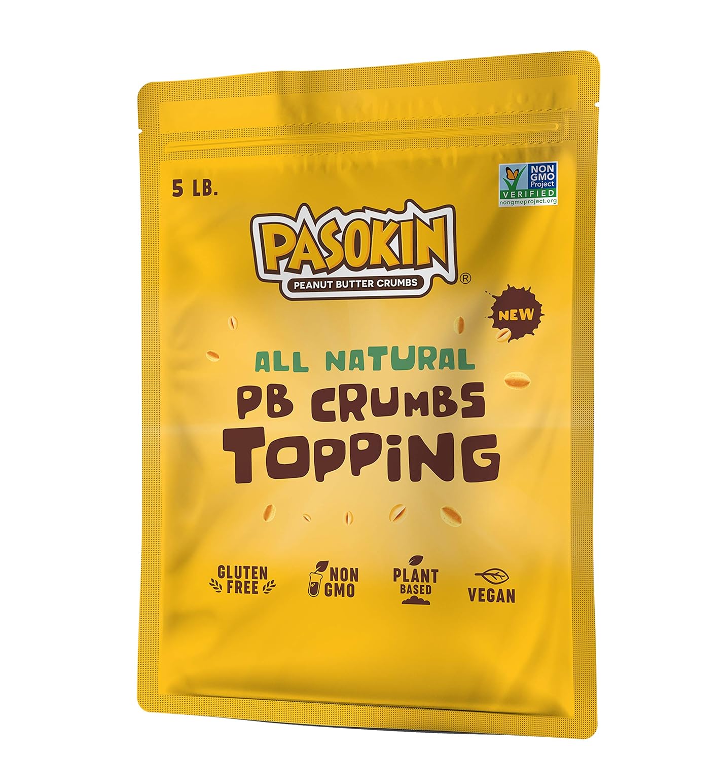 PASOKIN | Peanut Butter Crumbs | Gluten-Free, Vegan, All Natural Peanut Butter Topping, Made in USA, Super Value Pack, 5 LB