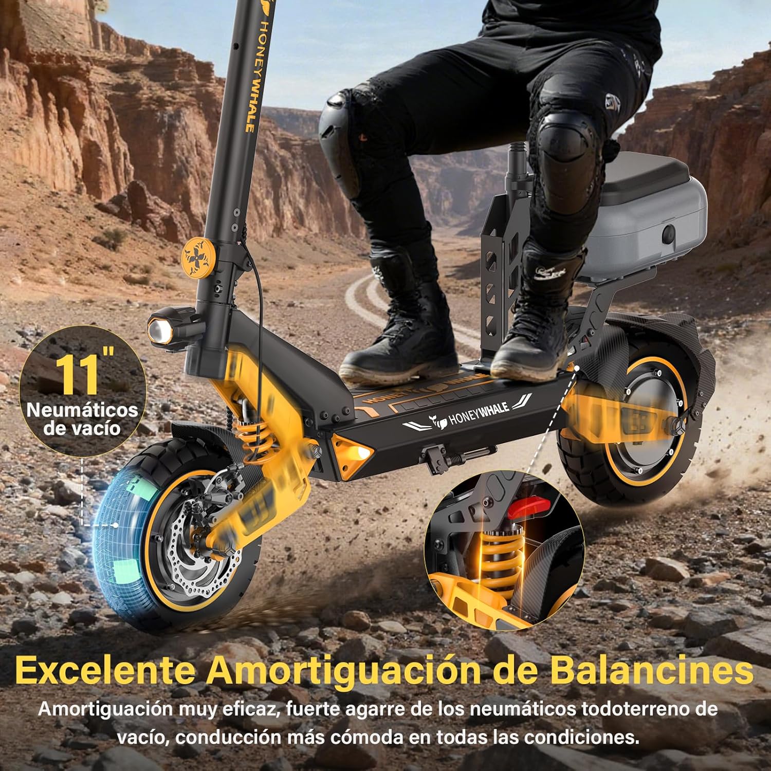 HONEYWHALE T4D Electric Scooter with off-road tires and suspension