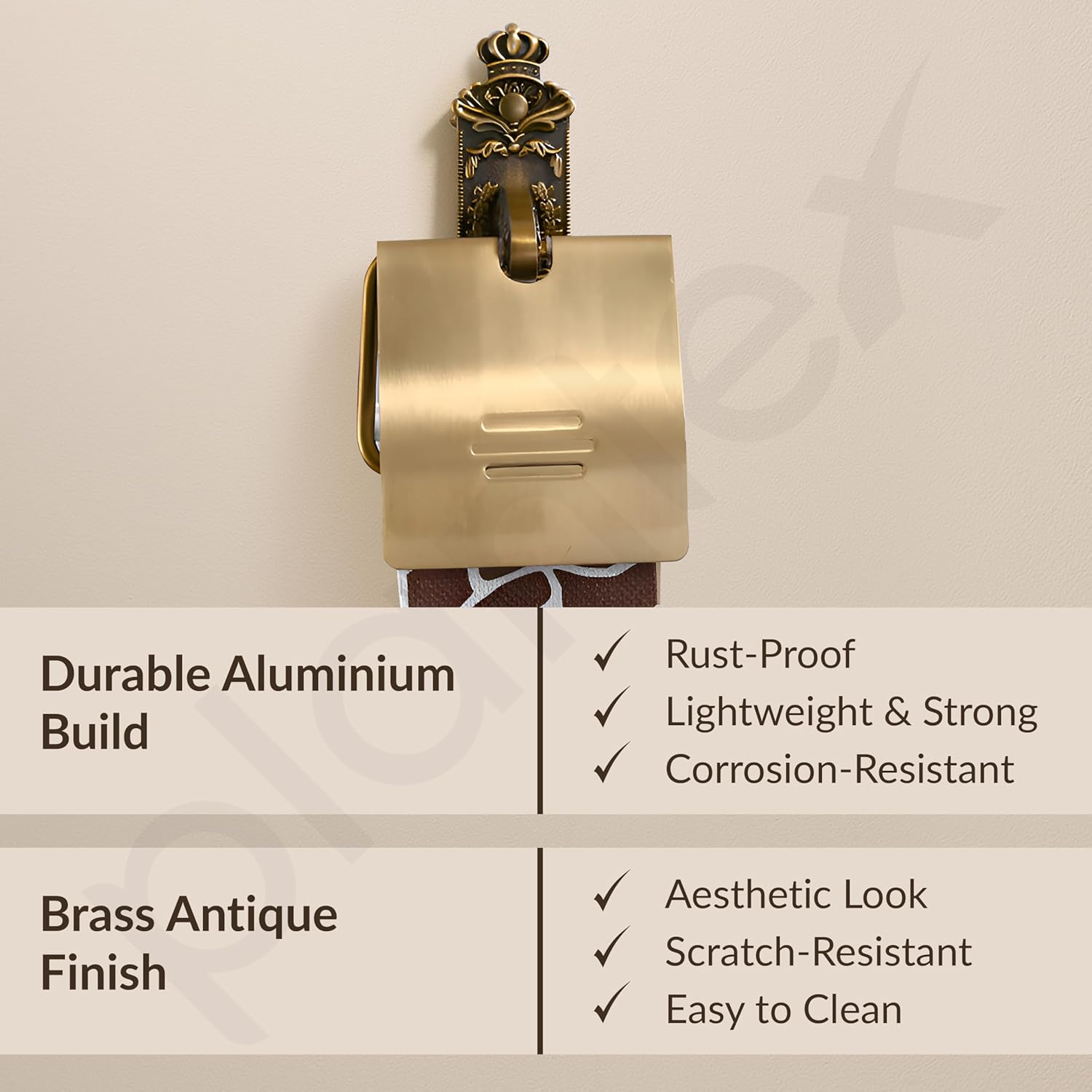 Plantex Antique Aluminium Toilet Paper Roll Holder Bathroom Accessories (Bronze)
