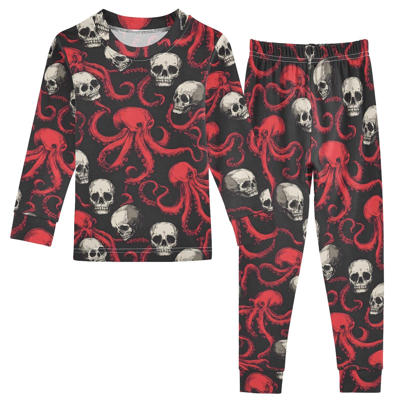 UMIRIKO Gothic Skull Red Octopus Pajamas Set 2pcs Pjs Long Sleeve Sleepwear 5T 202b8457