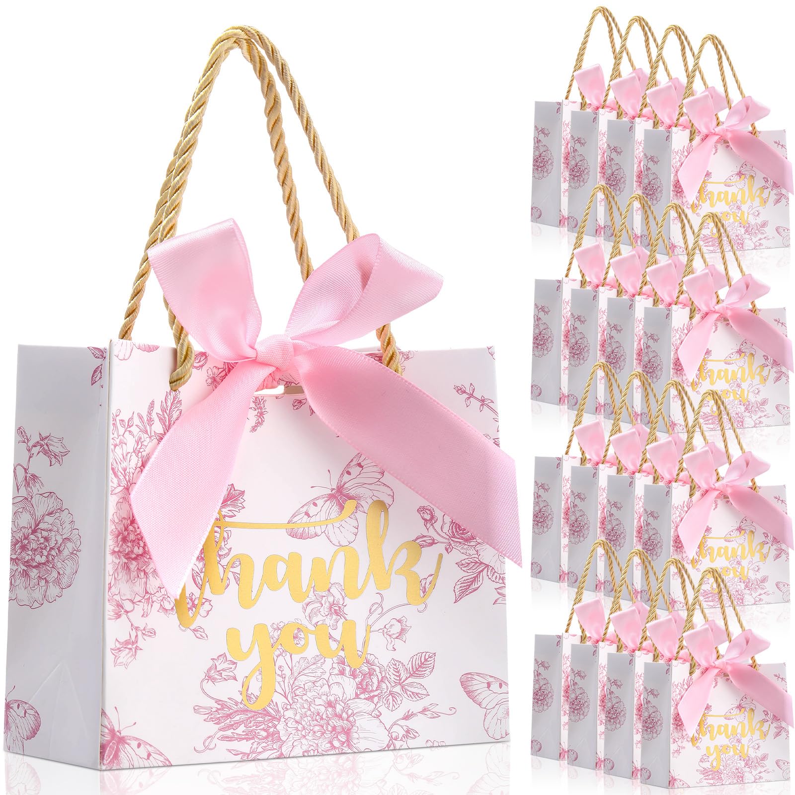 View 1 of ***MISSING PARTS***
Kolldenn 40 Pcs Small Thank You Floral Gift Bags 5.5''x 2.4''x 4.7'' Pink White Paper Party Favor Bag with Handle Chinoiserie Floral Bag Bulk with Ribbon for Wedding Birthday Bridal Baby Shower