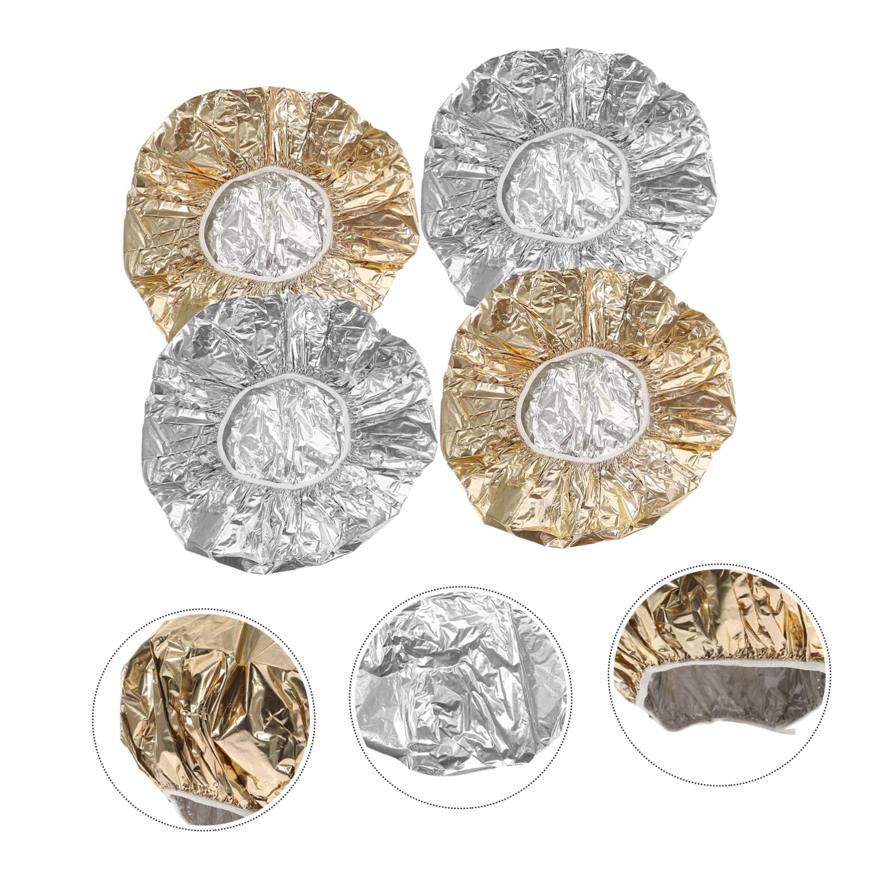 SOESFOUFU Hair Salon Supplies 4pcs Tin Foil Hair Caps for Coloring Steaming Deep Conditioning