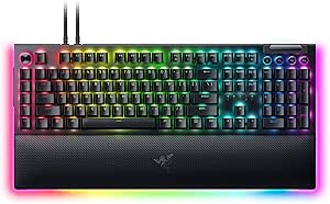 Razer BlackWidow V4 Pro (Green Witches) - Mechanical Gaming Keyboard (Click Mechanical Witches, Wheel, 8 Dedicated Macro Keys, PU Leather Wrist Rest, RGB Chroma) US Keyboard | Black