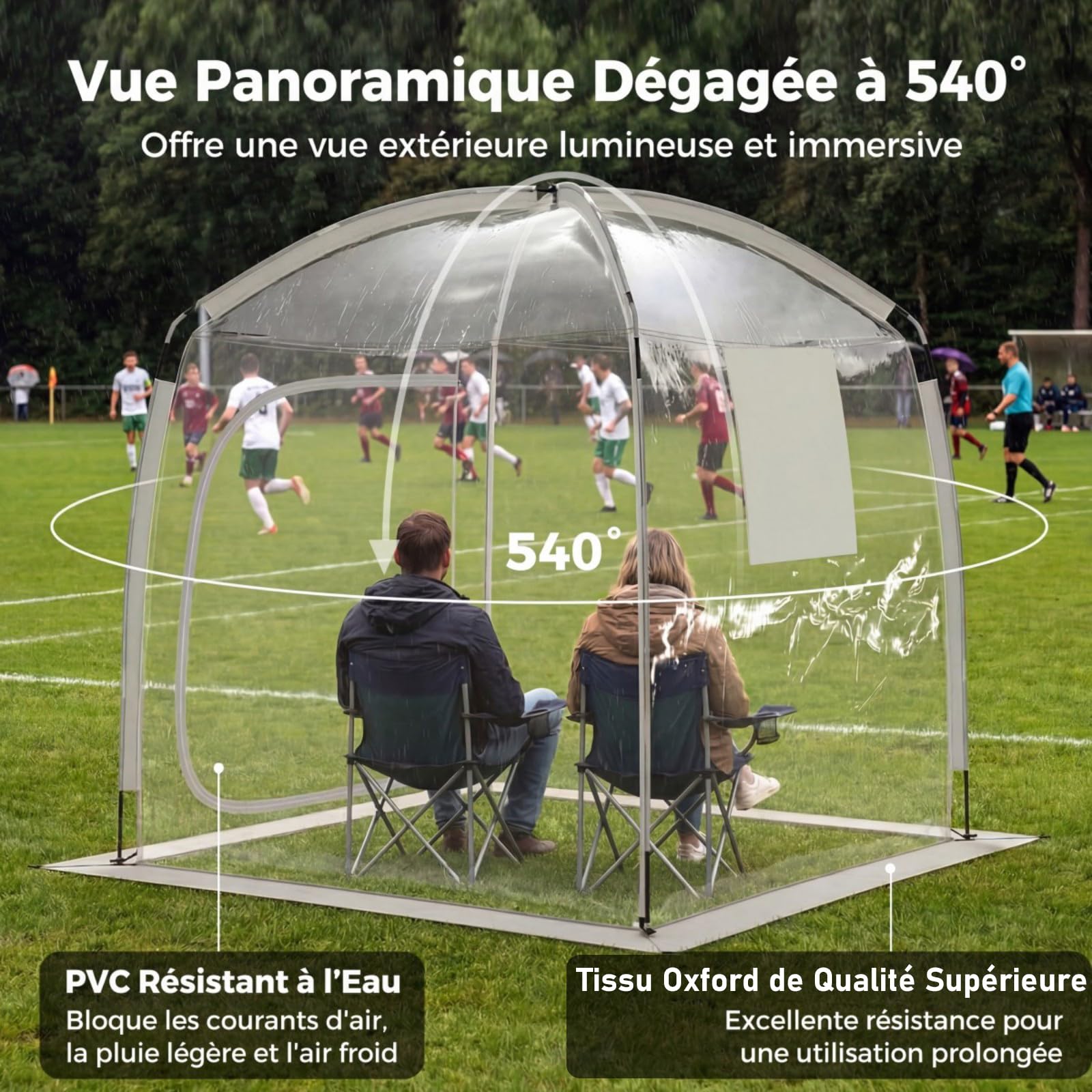 COSTWAY Tente de Sport Transparente, Abri Portable et Pliable en Extérieur Résistante aux Intempéries, Tente Bulle à Vue Claire avec Sac de Transport