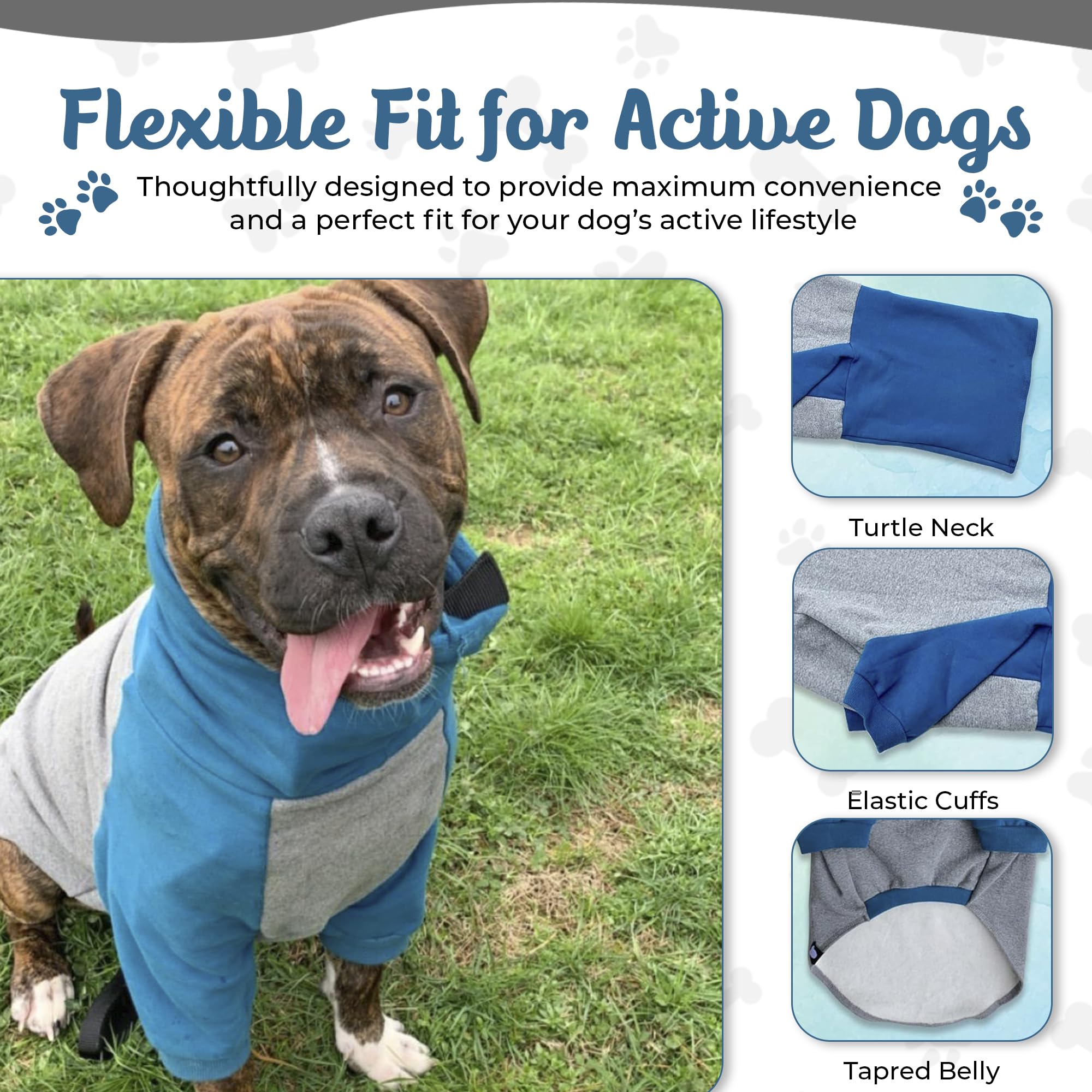 Tooth & Honey Hundepullover, Größe L, M, XL, Blaugrün/Grau