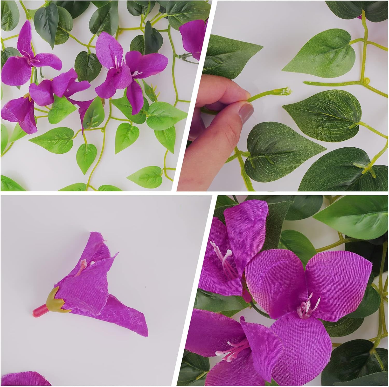 Artificial Hanging Flowers Bougainvillea, UV Resistant Faux Silk Flower Fabric Vine for Indoor Outdoor Garden Porch Eave Fence Wedding Wall Spring Summer Decor