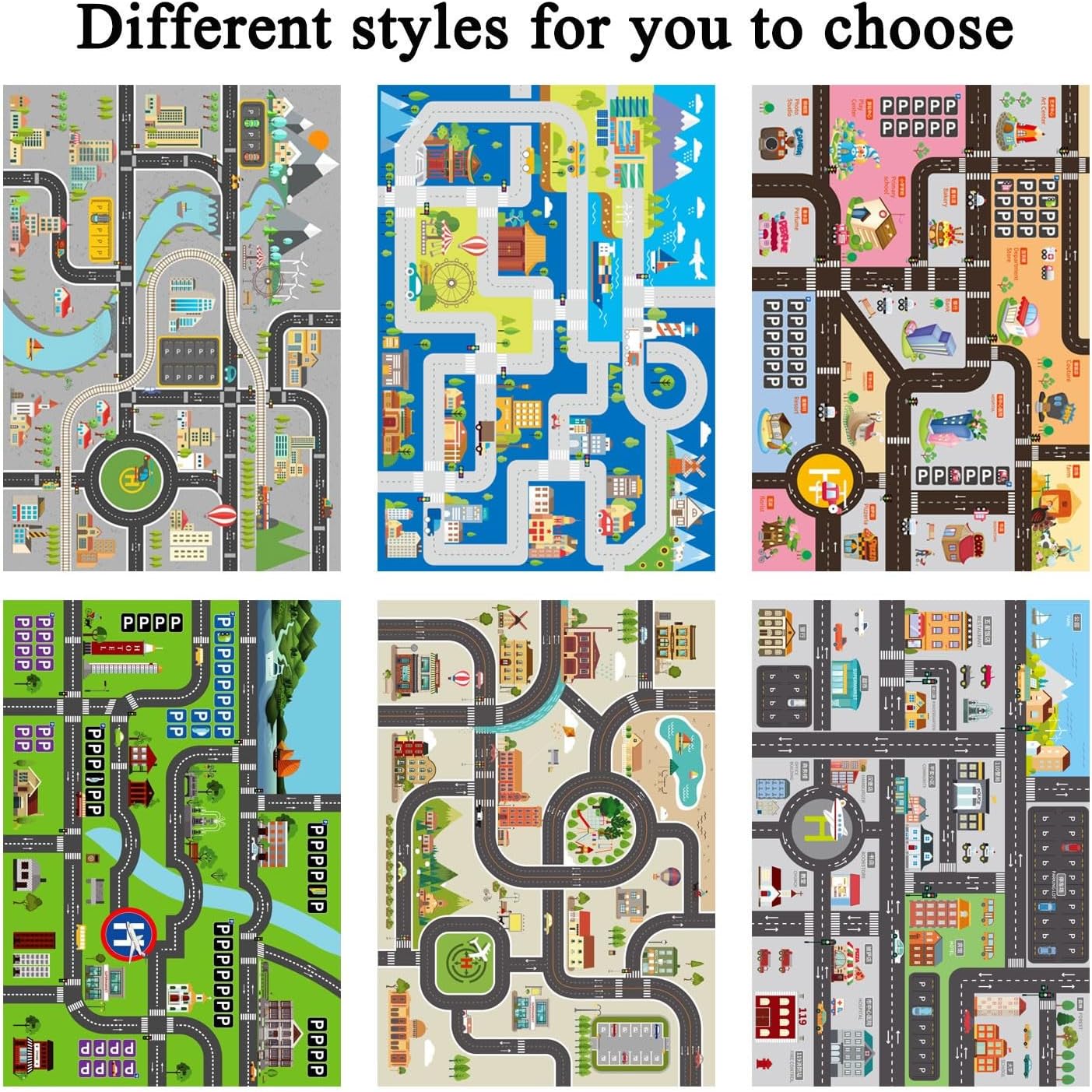 Kids Car Rug Play Mat Great for Playing with Cars and Toys,City Life Educational Road Traffic Carpet,Fun Play Rug for Playroom, Classroom, Nursery Gift Idea for Boys & Girls 80x120cm/2.6×4ft