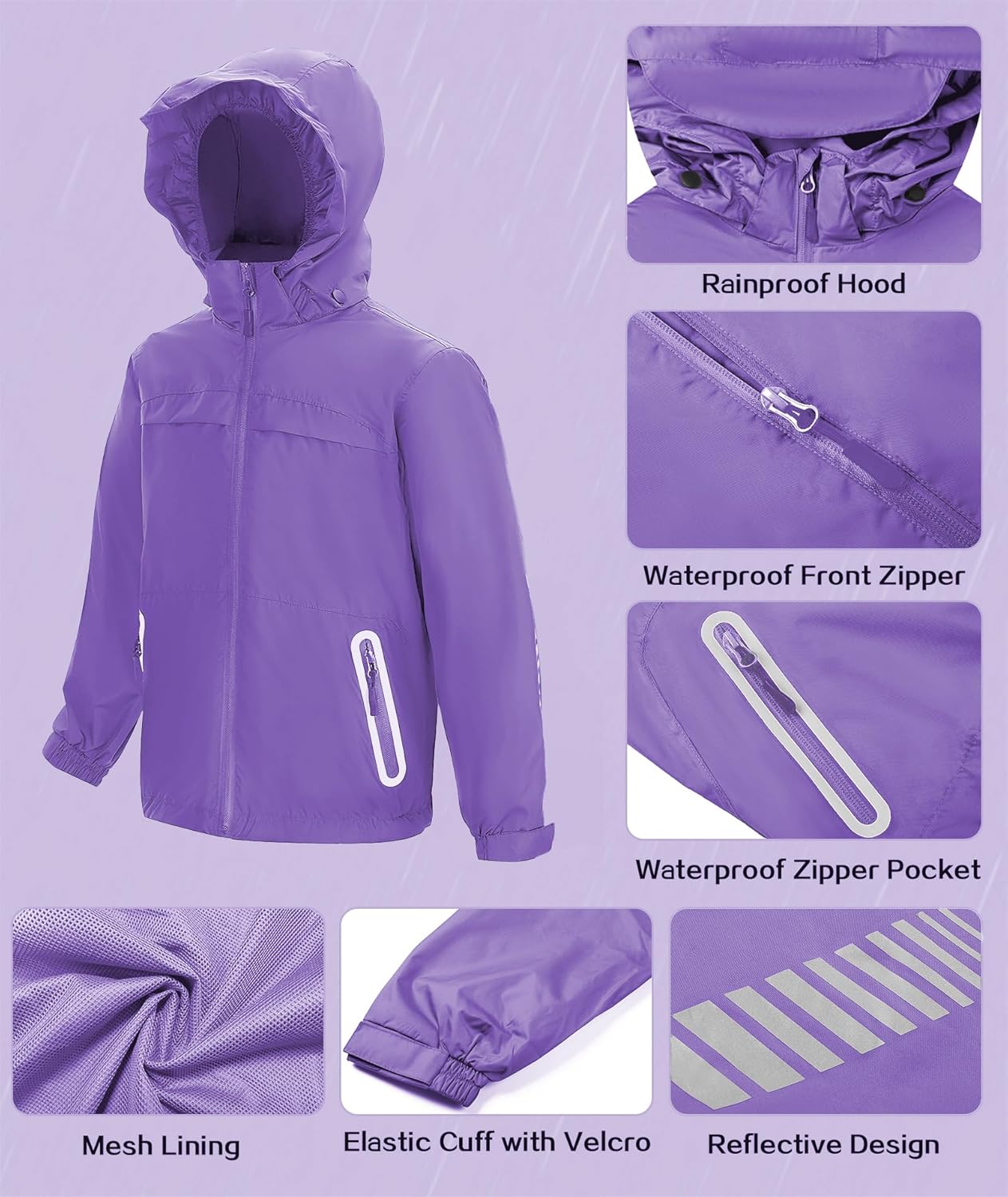 Kids Rain Suit Boys Girls Rain Gear Waterproof Youth Rain Jacket and Pants for Golf Fishing - Image 3