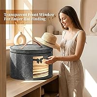 Vista 7 de Caja para sombreros, cajas para sombreros para mujeres/hombres, 17 pulgadas de profundidad x 10 pulgadas de alto, caja de almacenamiento