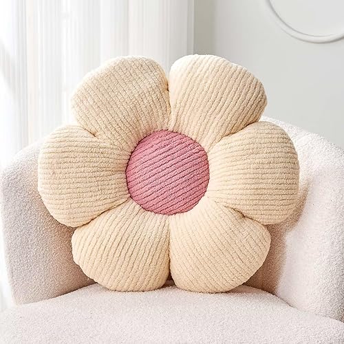 Almohada decorativa con forma de flor, cojín suave y bonito de color marfil para decoración del hogar, almohada decorativa y estética para cama,