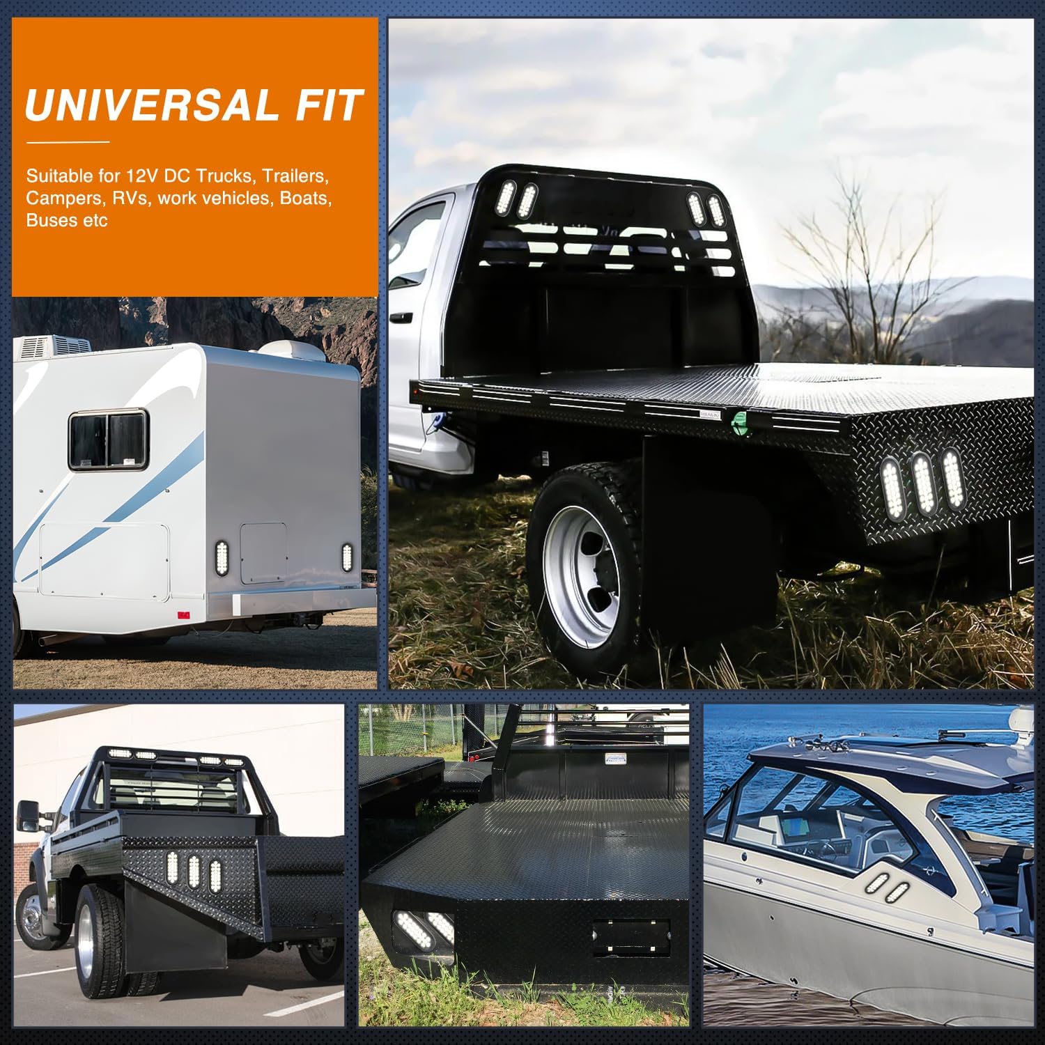 Nilight 6Inch Oval Trailer Tail Light 4PCS White 24LED Back Up Reverse Lights w/Flush Mount Grommets Plugs IP67 Waterproof for 12V Truck ATV UTV Bus RV Camper