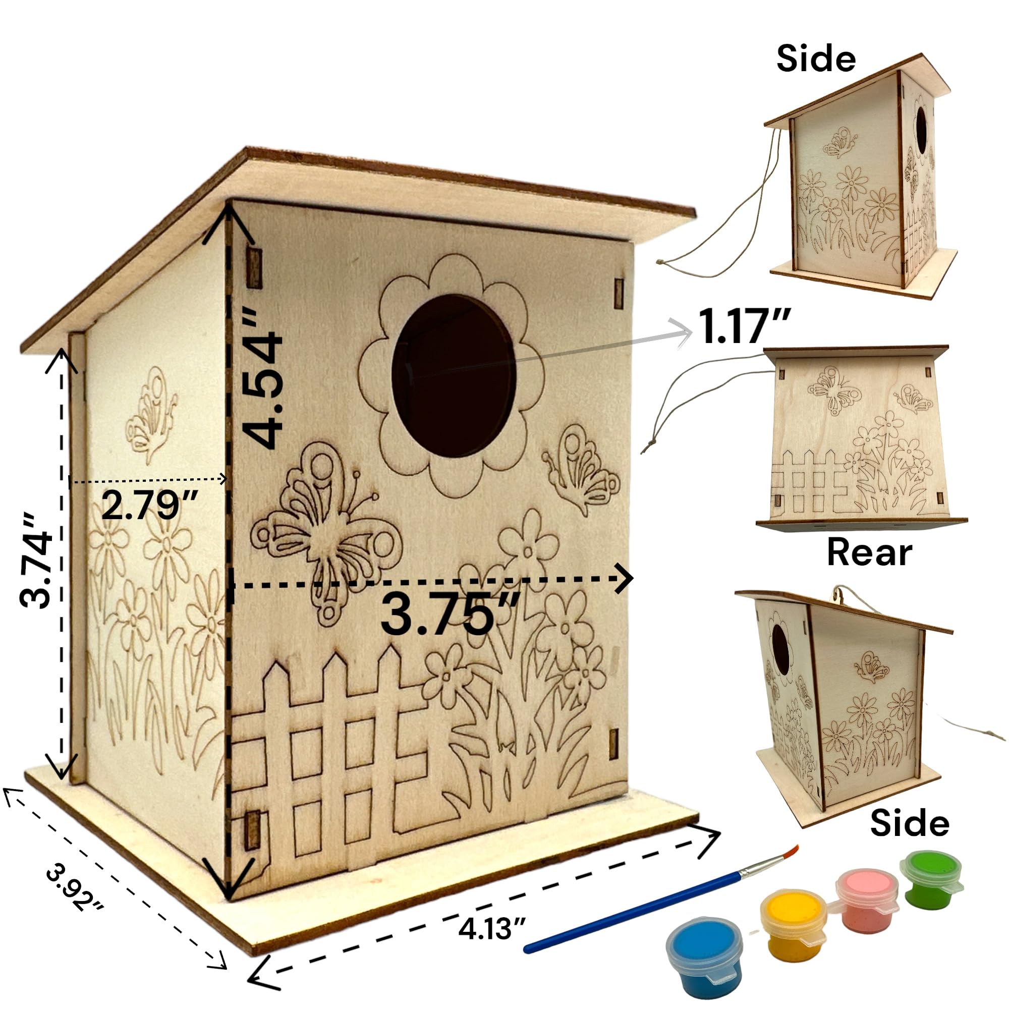 Oojami Kit de manualidades de casa de pájaros de madera: 12 casas de pájaros sin terminar con pinturas y pincel, ideal para niños y adultos, es un gran regalo (bricolaje)